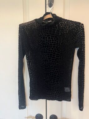 Express Black Velvet Textured Turtleneck Sweater